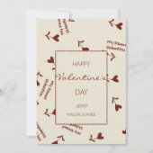 Burgundy Script Hearts on Cream– Valentine Pattern シーズンカード (正面)