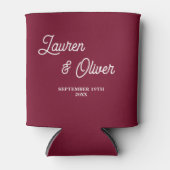 Burgundy Script Minimalist Wedding 缶クーラー (正面)