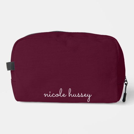 Burgundy Script  | Stylish Monogram Modern ドップキット (正面)
