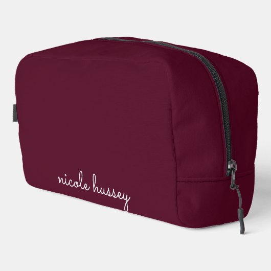 Burgundy Script  | Stylish Monogram Modern ドップキット (右コーナー)
