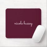 Burgundy Script  | Stylish Monogram Modern マウスパッド<br><div class="desc">A simple stylish custom monogram design in an casual handwritten in striking monochrome Burgundy. The monogram can easily be personalized to make a design as unique as you are! The perfect trendy gift or accessory for any occasion.</div>