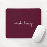 Burgundy Script | Stylish Monogram Modern マウスパッド<br><div class="desc">A simple stylish custom monogram design in an casual handwritten in striking monochrome Burgundy. The monogram can easily be personalized to make a design as unique as you are! The perfect trendy gift or accessory for any occasion.</div>