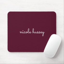 Burgundy Script  | Stylish Monogram Modern マウスパッド