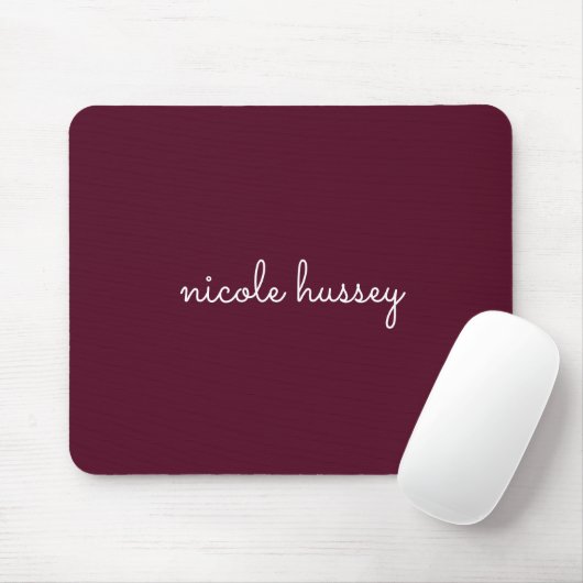 Burgundy Script | Stylish Monogram Modern マウスパッド (マウス)