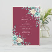 Burgundy Serene Bloom Wedding 招待状 (スタンド正面)
