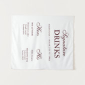 Burgundy Signature Drink wedding sign タペストリー (正面(横))
