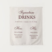 Burgundy Signature Drink wedding sign タペストリー (正面)