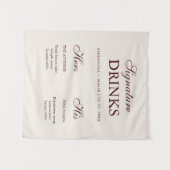 Burgundy Signature Drink wedding sign タペストリー (正面(横))