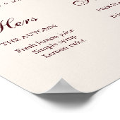 Burgundy Signature Drink wedding sign ポスター (角)