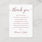 Burgundy Signature Script 結婚's Thank You プレイスカード (正面)