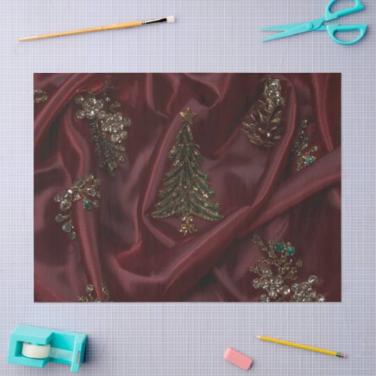 Burgundy Silk-Look Diamond  薄葉紙 (クラフト)