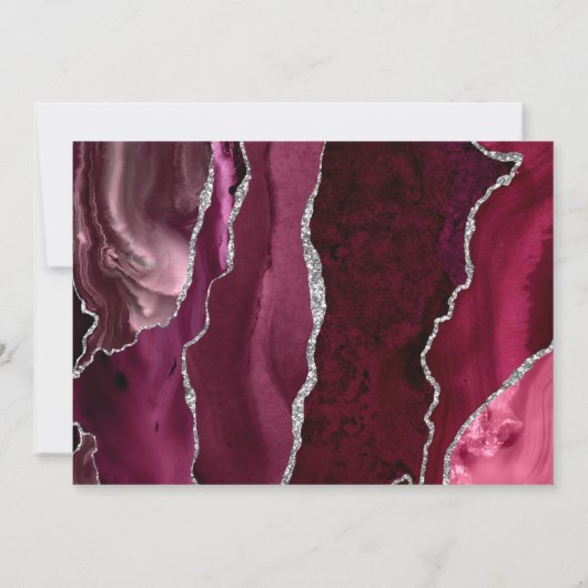 Burgundy Silver Agate Dark Save the Date 招待状 (裏面)