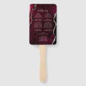 Burgundy Silver Agate Script Wedding Program ハンドファン (裏面)