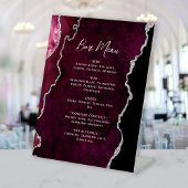 Burgundy Silver Agate Wedding Bar Menu 台座サイン