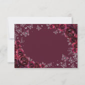 Burgundy Silver Floral Quinceanera Reply 出欠カード (裏面)