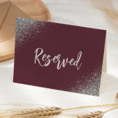 Burgundy Silver Glitter Reserved Wedding Place カード