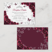 Burgundy Silver Quinceanera Reception Details エンクロージャーカード (正面/裏面)