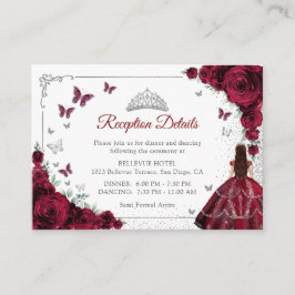 Burgundy Silver Quincenarea Reception Details エンクロージャーカード