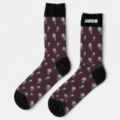 Burgundy Skull Halloween Socks with Name ソックス (左)