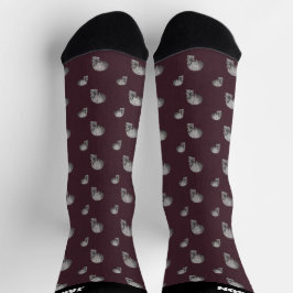 Burgundy Skull Halloween Socks with Name ソックス