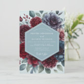 Burgundy Slate Moody Floral Wedding 招待状 (スタンド正面)