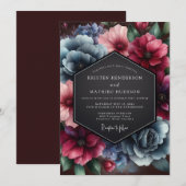 Burgundy Slate Renaissance Wedding 招待状 (正面/裏面)