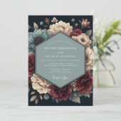 Burgundy Slate Somber Bloom Wedding 招待状 (スタンド正面)