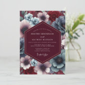 Burgundy Slate Twilight Bloom Wedding 招待状 (スタンド正面)