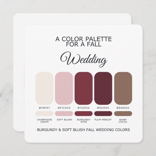 Burgundy Soft Blush Fall Wedding Palette 2026 Card 招待状 (正面/裏面)