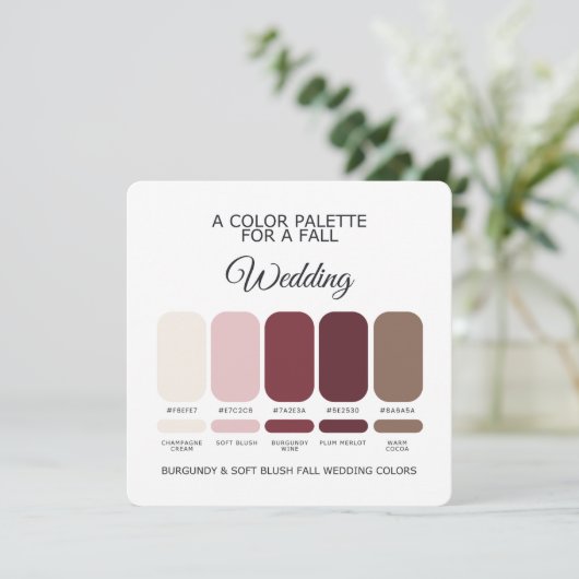 Burgundy Soft Blush Fall Wedding Palette 2026 Card 招待状 (スタンド正面)