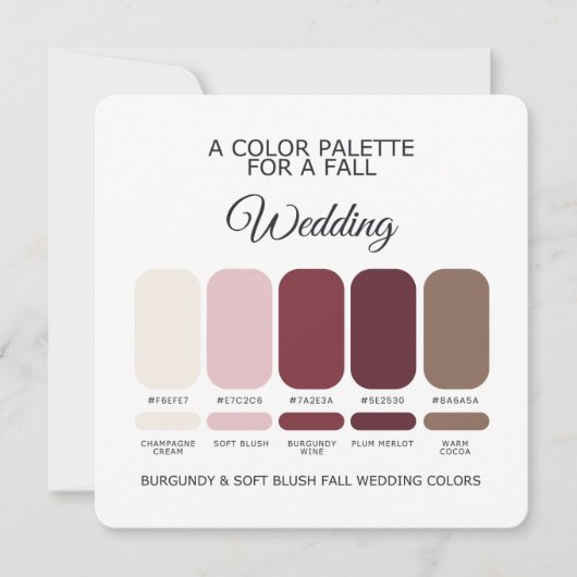 Burgundy Soft Blush Fall Wedding Palette 2026 Card 招待状 (正面)