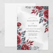 Burgundy Sophisticated Winter Wedding 招待状 (正面/裏面)