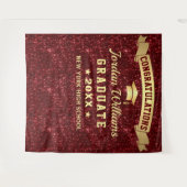 Burgundy Sparkleモダン卒業写真の背景 タペストリー (正面(横))