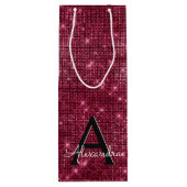Burgundy Sparkle Monogram – 名前を追加 ワインギフトバッグ (裏面)
