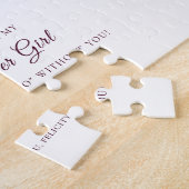 Burgundy Splendor Floral Be My Flower Girl White ジグソーパズル (側面)