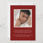 Burgundy Sporty Stripes 2 Photo Graduation 案内状 (裏面)