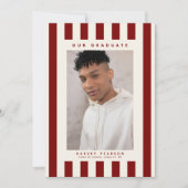 Burgundy Sporty Stripes 2 Photo Graduation Party 招待状 (正面)