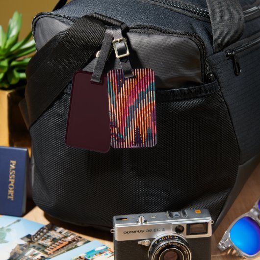 Burgundy Stripe Fantasy Luggage Tag – Customizable ラゲッジタグ (正面&裏面)