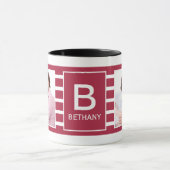 Burgundy Striped Custom Photo Personalised マグカップ (中央)