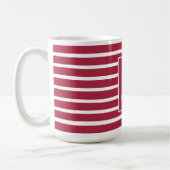 Burgundy Striped Monogram Personalised コーヒーマグカップ (左)
