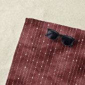 Burgundy Stripes Black Faux Lace Floral Heart  ビーチタオル (インサイチュ)