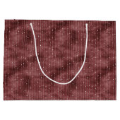 Burgundy Stripes Black Faux Lace Floral Heart ラージペーパーバッグ (裏面)