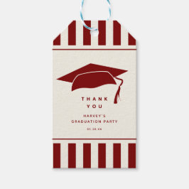 Burgundy Stripes Custom Graduation Party Favor ギフトタグ