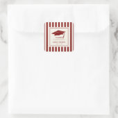 Burgundy Stripes Custom Graduation Party Thank You スクエアシール (バッグ)