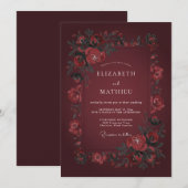 Burgundy Sultry Winter Wedding 招待状 (正面/裏面)