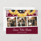 Burgundy Sunflower結婚の写真保存日 案内ポストカード (正面/裏面)