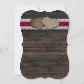 Burgundy Sunflower String Lights Lace Wood Wedding 招待状 (裏面)