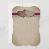 Burgundy Sunflower Vintage Burlap Lace Wedding 招待状 (裏面)