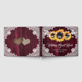 Burgundy Sunflower Wood Floral Lace Wedding ゲストブック (全面)