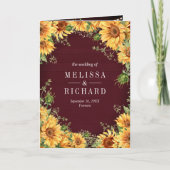 Burgundy Sunflowers Mason Jar QR Code Wedding 招待状 (正面)